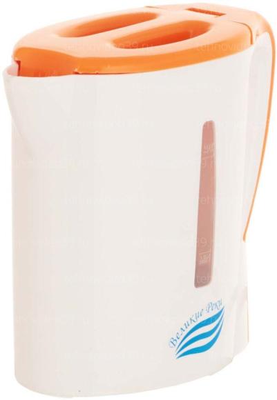 Электрический чайник Великие Реки Мая-1 бело-оранжевый купить по низкой цене в интернет-магазине ТехноВидео