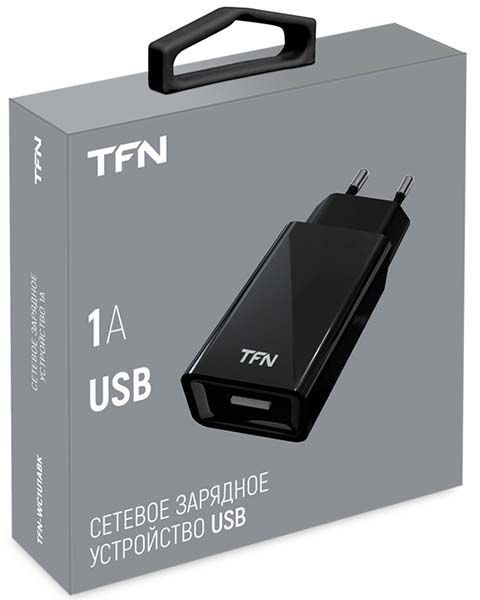 Сетевое зарядное устройство TFN WC1U1ABK (1 USB/1A/черное)