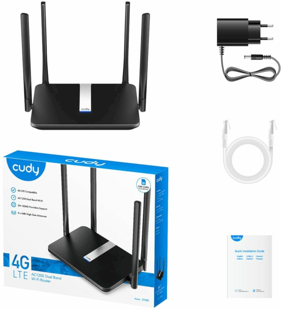 WI-FI роутер CUDY LT500 (AC1200) 4G LTE Cat4