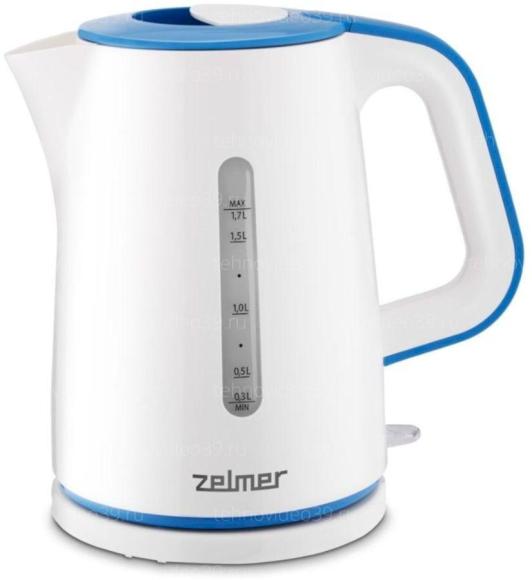 Электрический чайник Zelmer ZCK7620B, белый/синий купить по низкой цене в интернет-магазине ТехноВидео