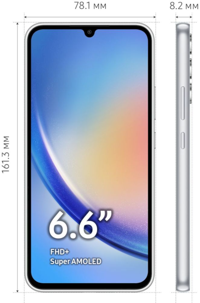 Смартфон Samsung Galaxy A34 5G 8/256GB Silver (SM-A346EZSECAU)