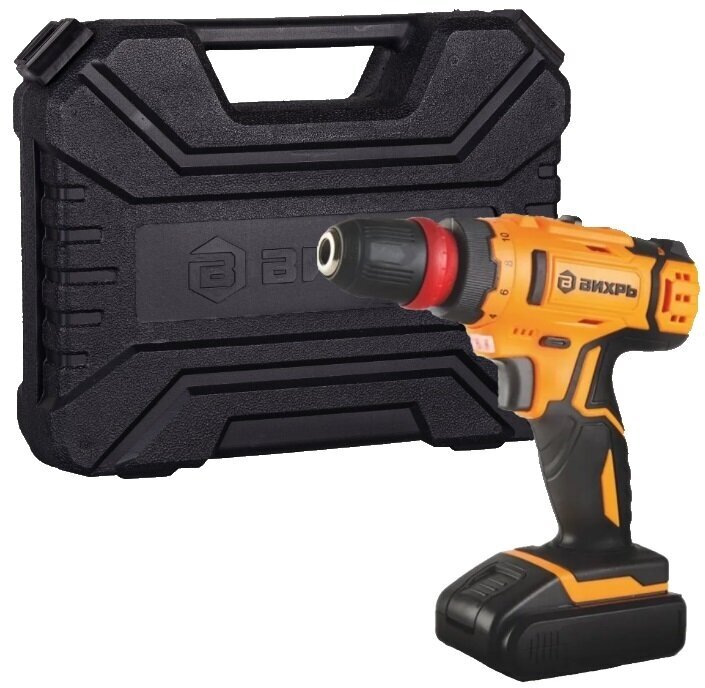 Дрель-шуруповерт аккумуляторная Вихрь ДА-18Л-2КC (2,0 А/ч)