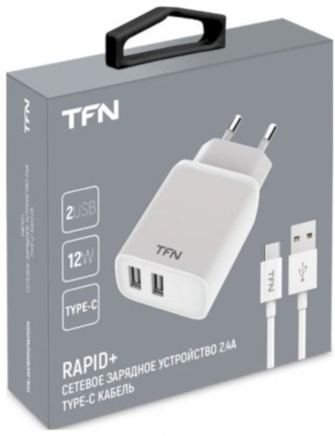 Зарядное устройство сетевое TFN RAPID 2.4A+microUSB белый (WCRPD12W2U02)