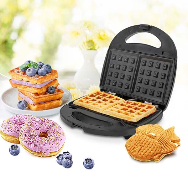 Вафельница Великие Реки Кубань-10 черная, 6 в 1, съемные панели, 800 Вт