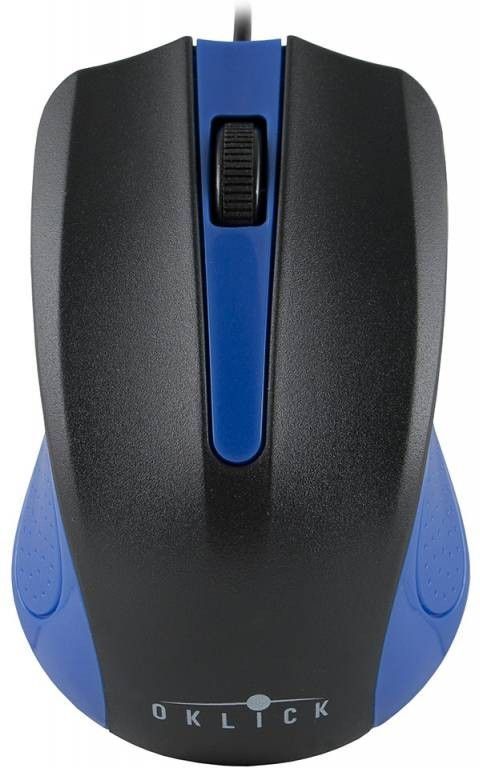 Мышь Оклик 225M черный/синий оптическая (1200dpi) USB (2but)