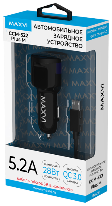 Автомобильное зарядное устройство Maxvi CCM-522 black