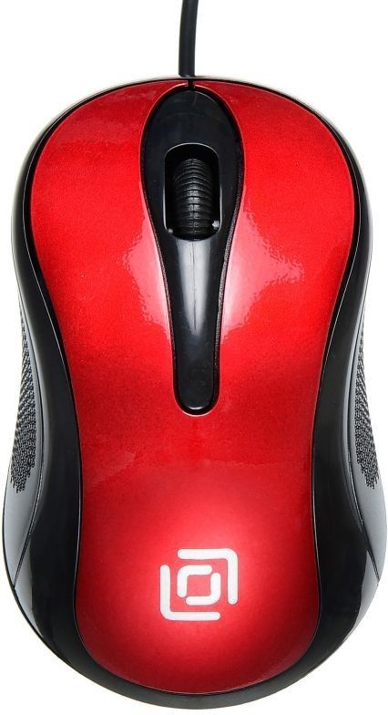 Мышь Оклик 385M черный/красный оптическая (1000dpi) USB для ноутбука (3but)