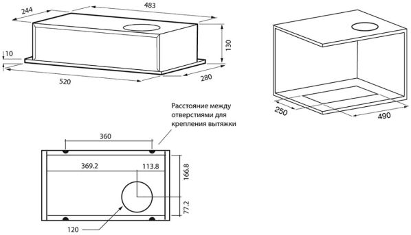 Вытяжка полновстраиваемая Krona SELINA 600 inox PB (00026698)