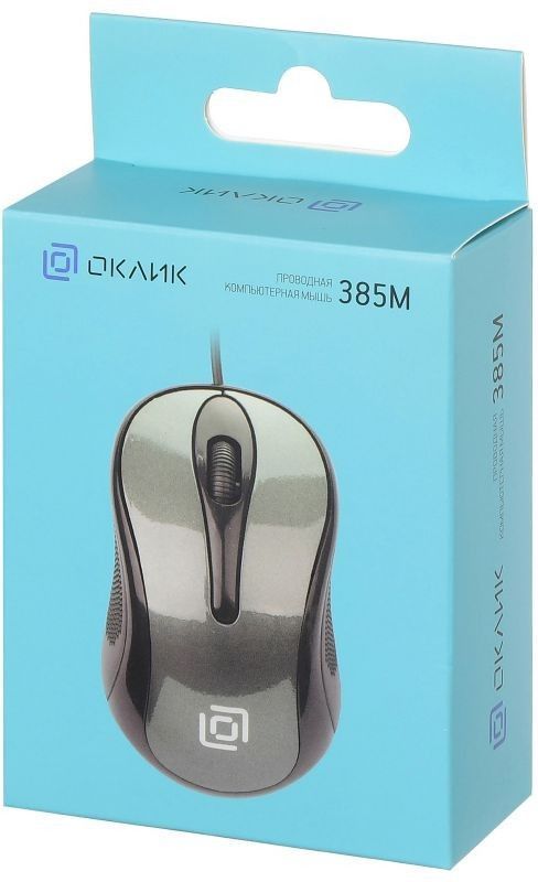 Мышь Оклик 385M черный/серый оптическая (1000dpi) USB для ноутбука (3but)