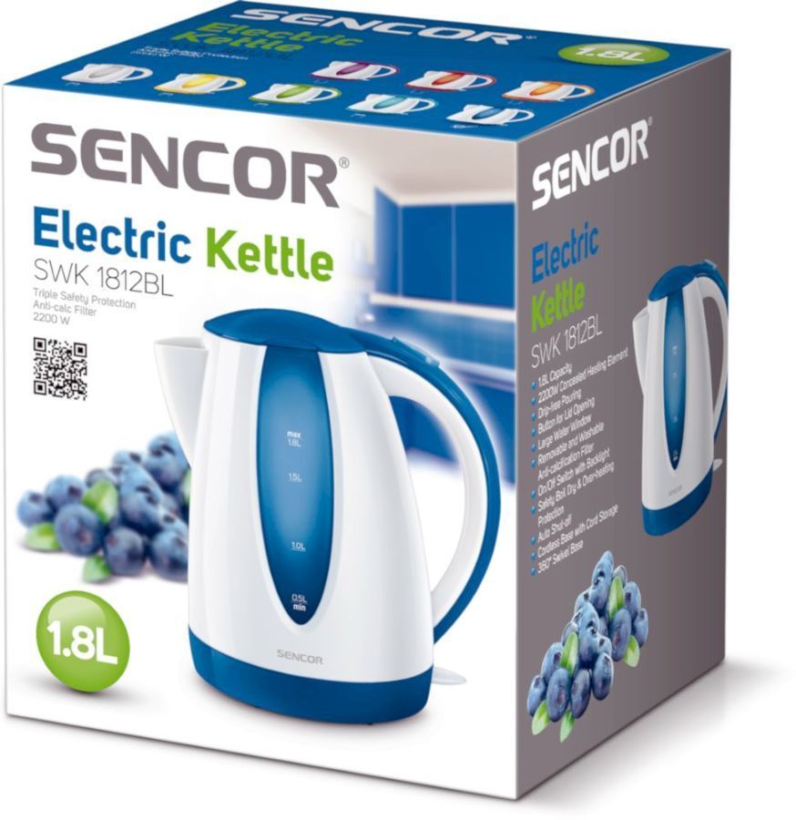 Электрический чайник Sencor SWK 1812 BL бело/синий