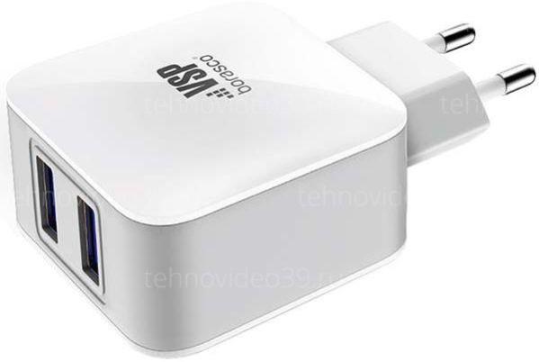 Сетевое зарядное устройство BORASCO 2USB, 2,1A, белое (20647) купить по низкой цене в интернет-магазине ТехноВидео