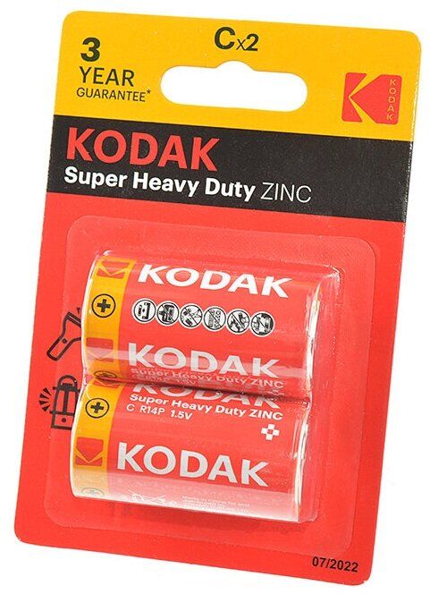 Батарейки Kodak R14-2BL SUPER HEAVY DUTY zink по 2шт
