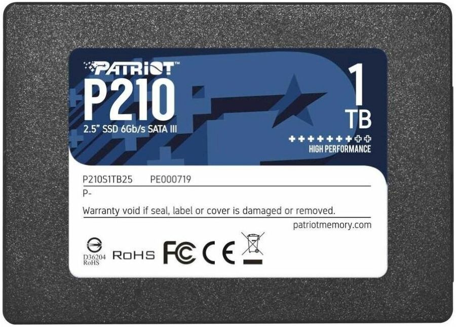 Жесткий диск SSD 1024GB Patriot P210 R520/W430Mb/s P210S1TB25 TBW 480TБ
