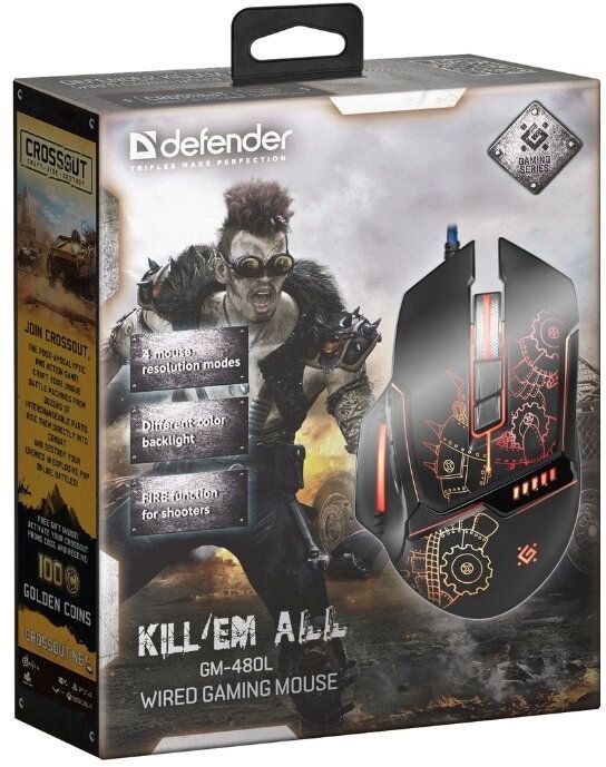 Мышь Defender Kill'em All GM-480L игровая (52480)