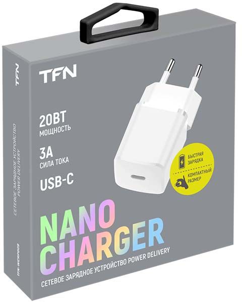Сетевое зарядное устройство TFN NANO WCRPD09 (USB C PD/3A/20W/быстрая зарядка PD/белое)
