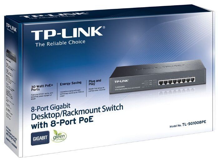 Коммутатор TP-Link TL-SG108 8-port Gigabit Switch, 8 * 10/100/1000M RJ45 портов, металлический корпу