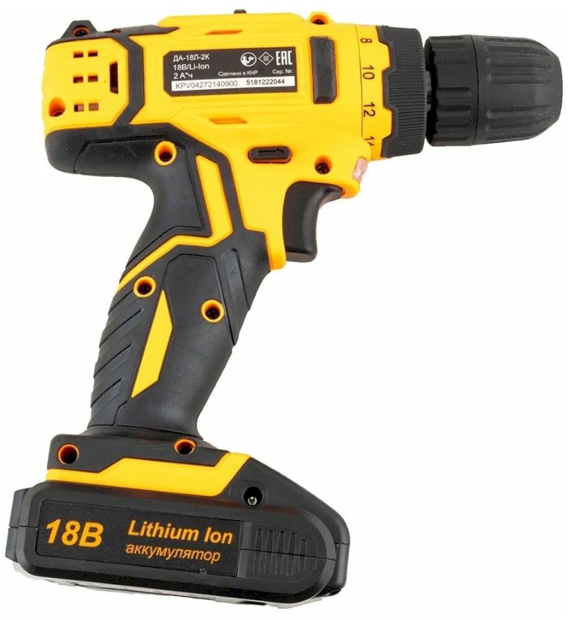 Дрель-шуруповерт аккумуляторная Вихрь ДА-18Л-2КУ/Б (72/14/23