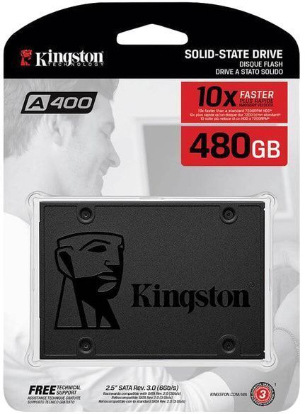 Диск SSD2.5" 480Gb Kingston (7mm) SATA3 (6Gb/s). Скорость записи / Скорость чтения-450/500 Мб/с. (SA