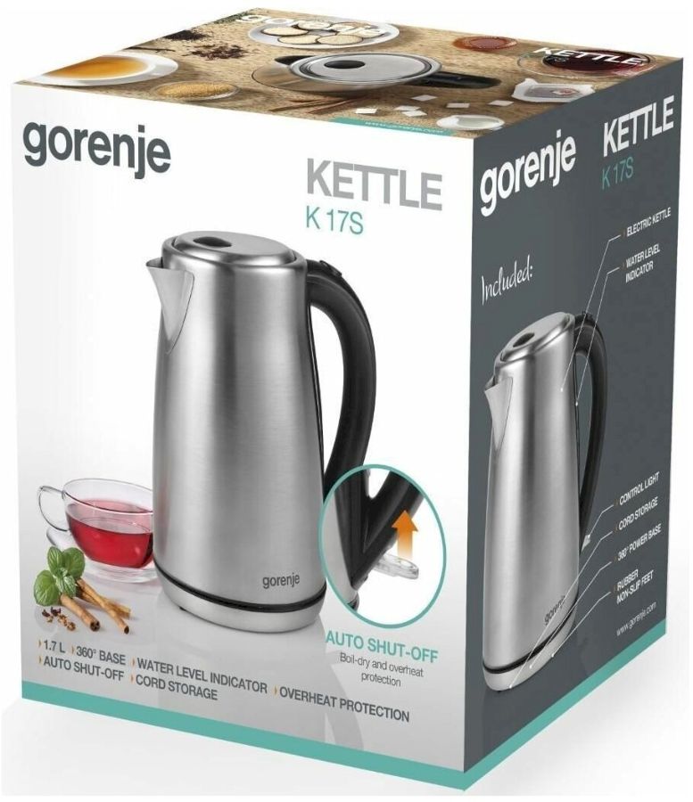 Электрический чайник Gorenje K17S нержавеющая сталь
