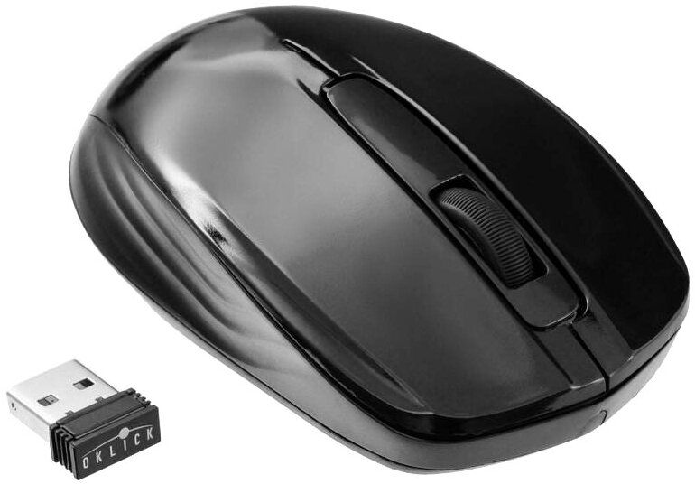 Мышь Оклик 475MW черный оптическая (1200dpi) беспроводная USB (2but)