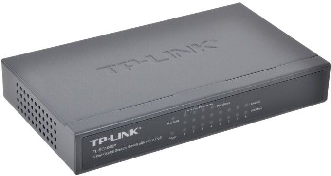 Коммутатор TP-Link TL-SG1008P 8-Port Gigabit Desktop PoE Switch, 8 Gigabit RJ45 ports including 4 Po