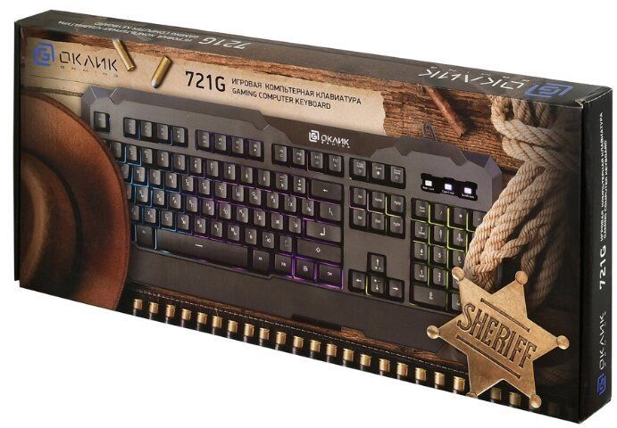 Клавиатура Оклик 721G SHERIFF черный USB Multimedia LED