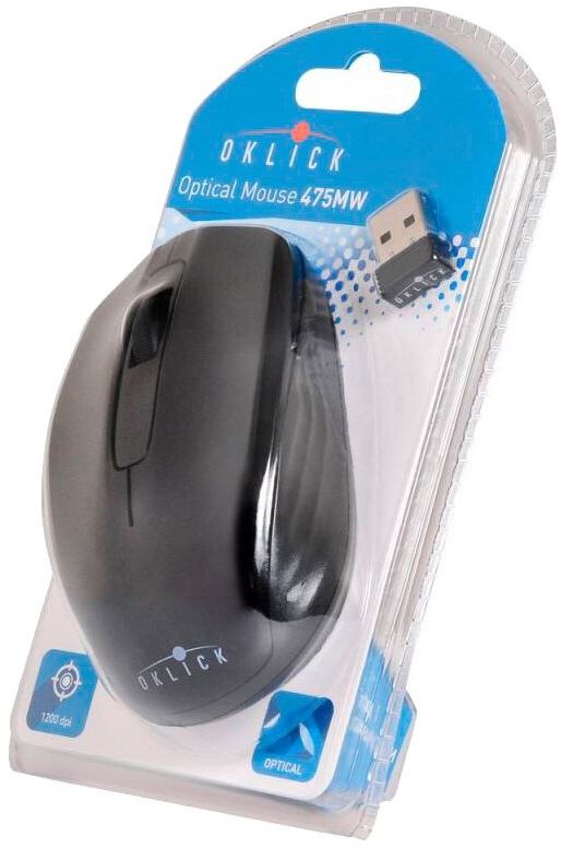 Мышь Оклик 475MW черный оптическая (1200dpi) беспроводная USB (2but)