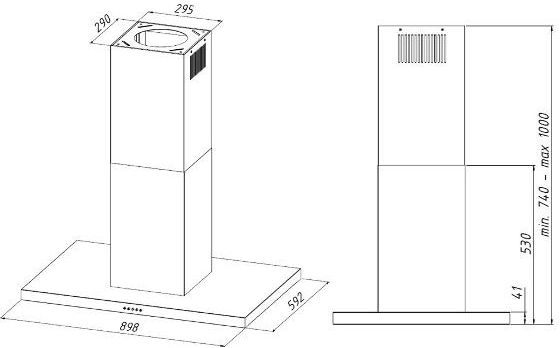 Вытяжка каминная Akpo WK-9 Isla Feniks Glass Slim 90 Black