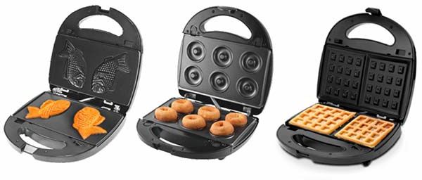 Вафельница Великие Реки Кубань-10 черная, 6 в 1, съемные панели, 800 Вт