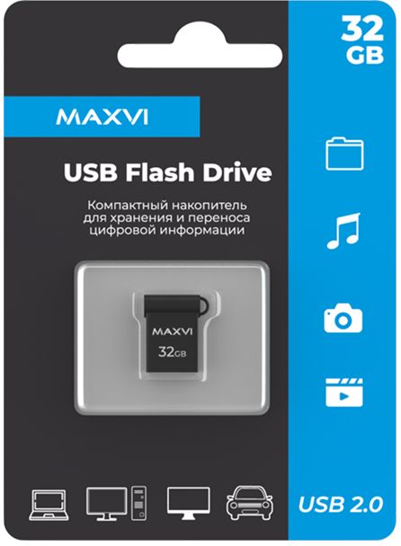 USB Flash Drive 32Gb Maxvi dark grey (FD32GBUSB20C10MM)