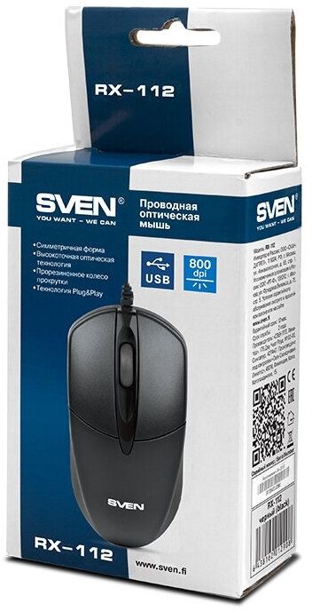 Мышь Sven RX-112 USB black (SV-03200112UB)