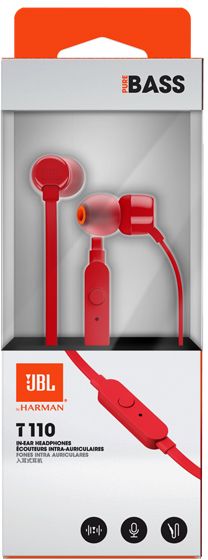 Наушники с микрофоном JBL T110 Red (JBLT110RED)
