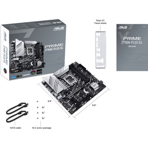Материнская плата ASUS LGA1700 (Gen.13, 12) (Z790M-PLUS D4) ATX. DDR4 LGA 1700, Intel Z790, 4xDDR4