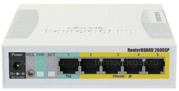 Коммутатор Mikrotik RB260GSP 5 портов 10/100/1000 Ethernet (4 порта POE) + SFP купить по низкой цене в интернет-магазине ТехноВидео