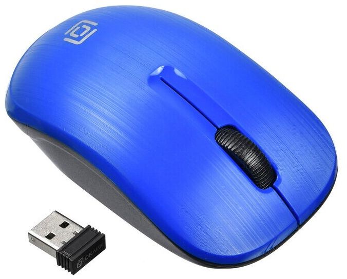 Мышь Оклик 525MW черный/синий оптическая (1000dpi) беспроводная USB для ноутбука (3but)