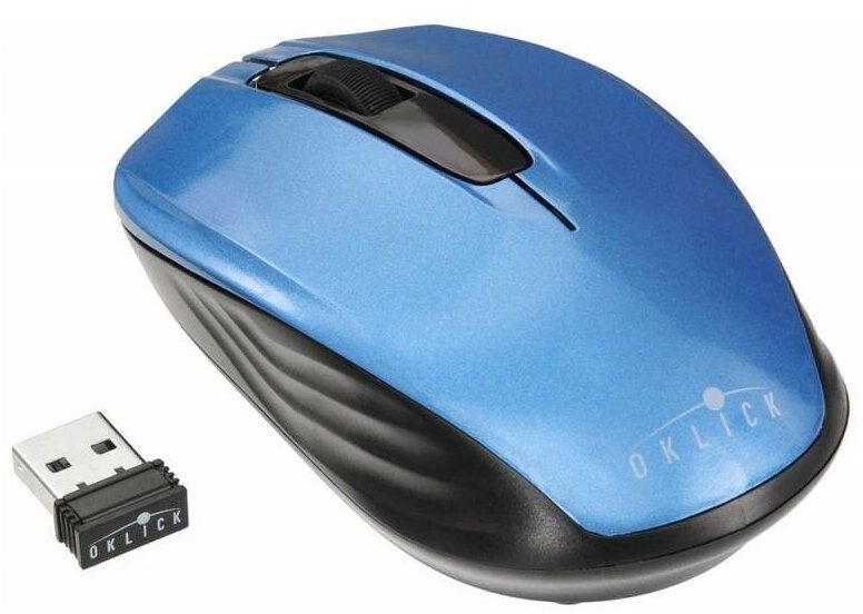 Мышь Оклик 475MW черный/синий оптическая (1200dpi) беспроводная USB (2but)