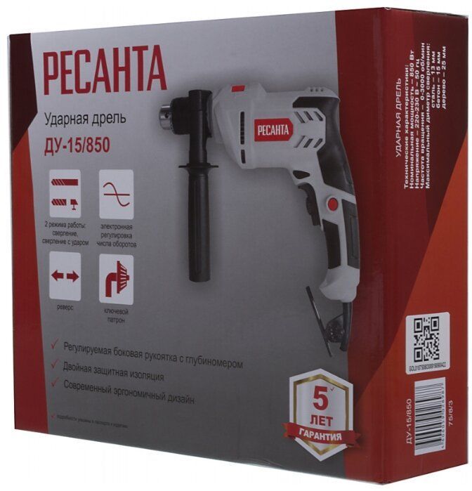 Дрель ударная ДУ-15/850 Ресанта (75/8/3)