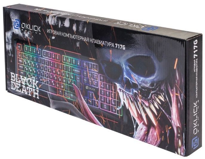 Клавиатура Оклик 717G Black Death черный USB Multimedia for gamer LED