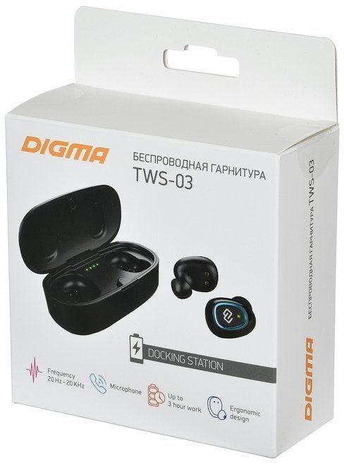 Наушники Digma беспроводные TWS-07 черный (S608)