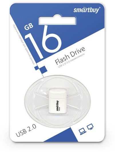 USB 2.0 Smartbuy 16GB LARA White (SB16GBLARA-W)
