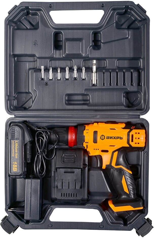 Дрель-шуруповерт аккумуляторная Вихрь ДА-18Л-2КC (2,0 А/ч)