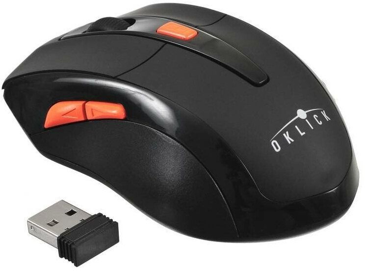Мышь Оклик 585MW черный оптическая (1600dpi) беспроводная USB (5but)