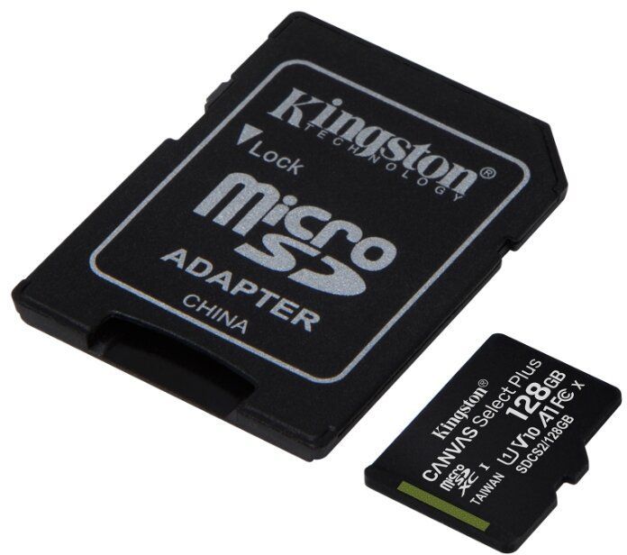 Карта памяти Kingston Micro SD 128GB Class 10 (SDCS2/128GB) + adapter
