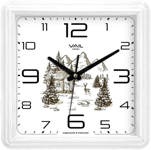 Часы настенные VAIL VL-К1504/1 квадратные, белый купить по низкой цене в интернет-магазине ТехноВидео