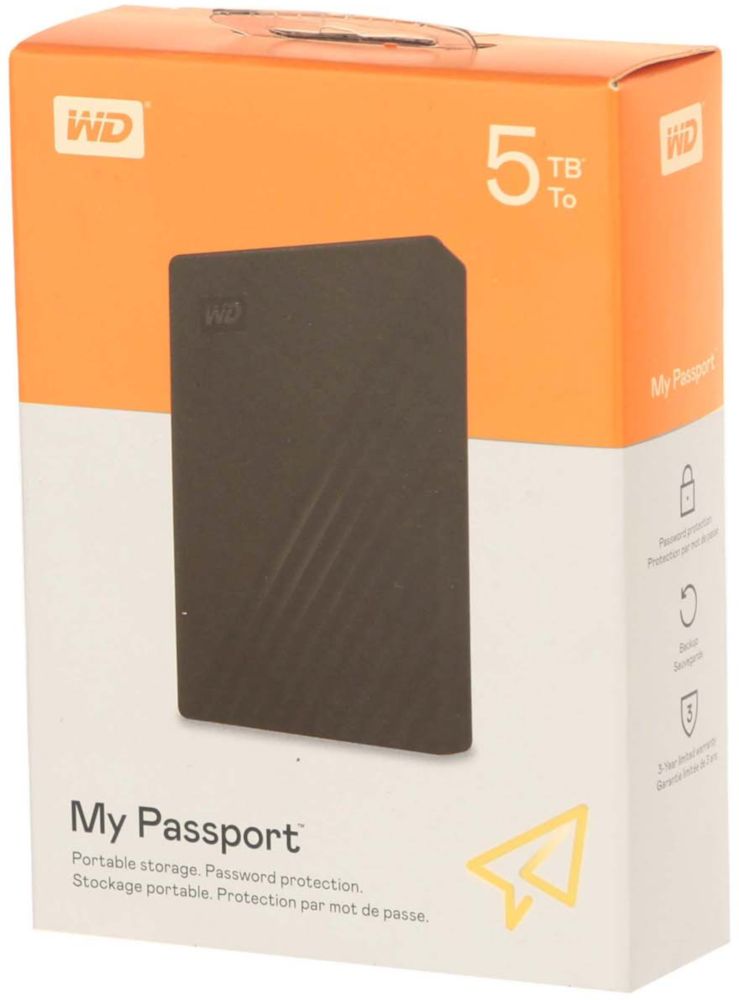 Жесткий диск внешний 5Tb 2.5" USB3.0 Western Digital My Passport черный (WDBPKJ0050BBK-WESN)