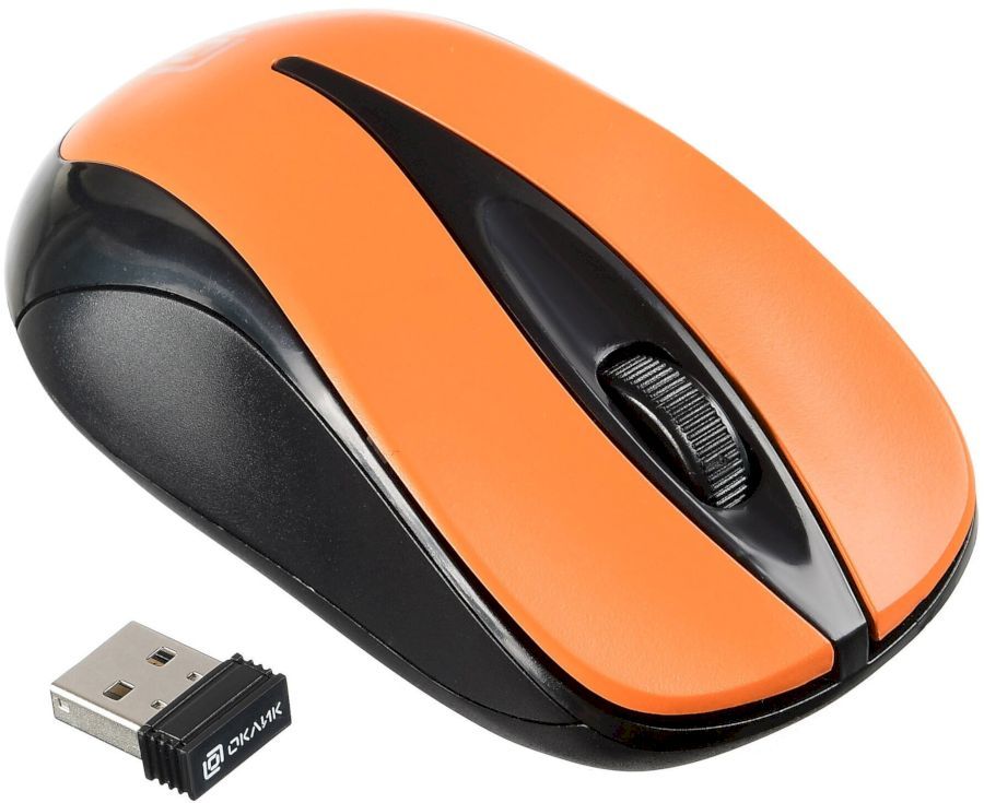 Мышь Оклик 675MW черный/оранжевый оптическая (800dpi) беспроводная USB (2but)