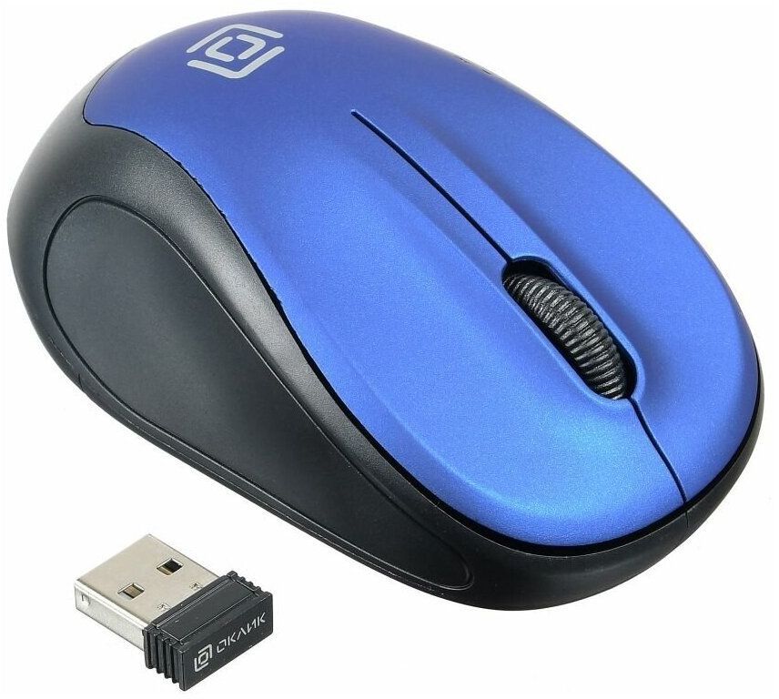 Мышь Оклик 665MW черный/синий оптическая (1000dpi) беспроводная USB (3but)
