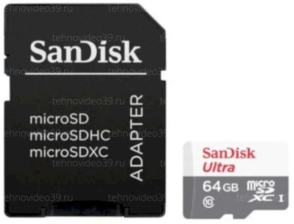 Карта памяти SanDisk micro SD 64GB CL10 (SDSQUNR-064G-GN3MA) 100MB/s Ultra UHS-I + адаптера купить по низкой цене в интернет-магазине ТехноВидео
