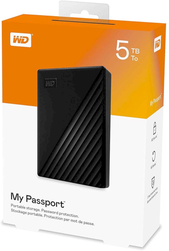 Жесткий диск внешний 5Tb 2.5" USB3.0 Western Digital My Passport черный (WDBPKJ0050BBK-WESN)