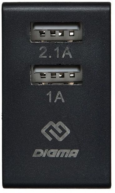 Зарядное устройство Digma DGWC-2U-3A-BK 2.1A +1A Black
